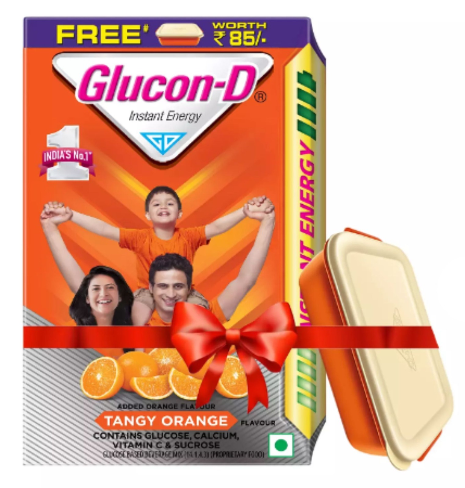Glucon-D Tangy Orange  450g + Free Lunch Box worth of Rs. 85